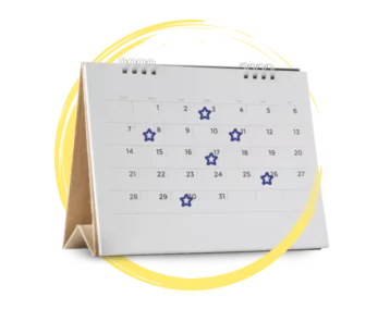 Calendar with several dates per week circled