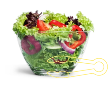 Salad with tongs